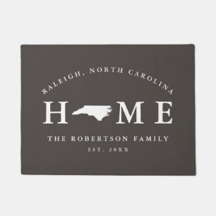 Grey and White State of North Carolina Map Mat, Doormat