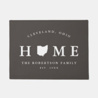 Grey and White State of Ohio Map Mat, Doormat