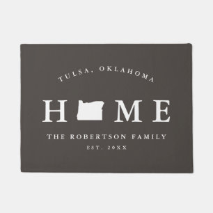 Grey and White State of Oregon Map Mat,  Doormat