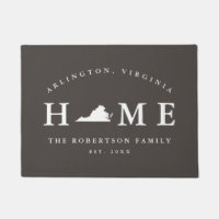 Grey and White State of Virginia Map Mat,
