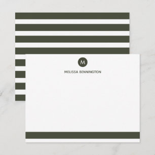 Grey and White Stripe Monogram Personalised Card
