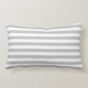 Grey and White Stripe Pattern Lumbar Cushion