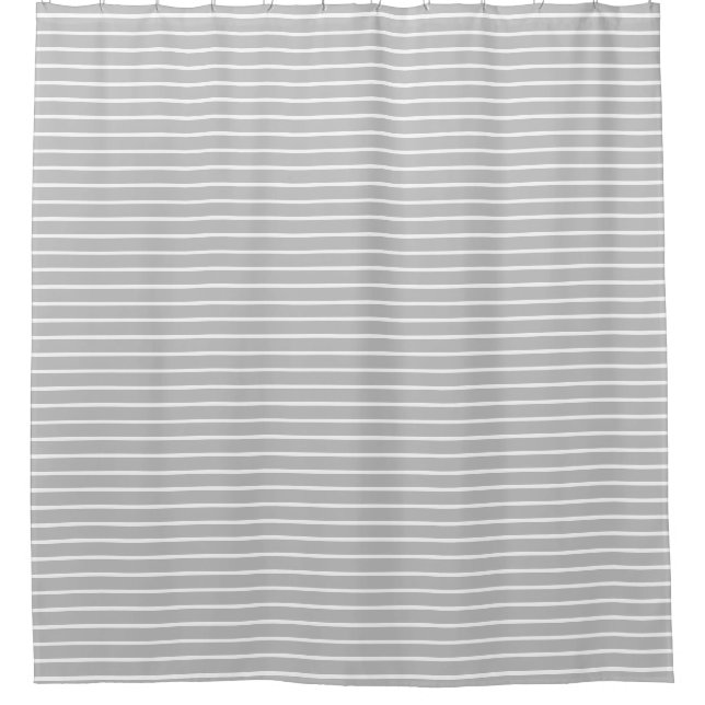 Grey and White stripe Shower Curtain (Front)