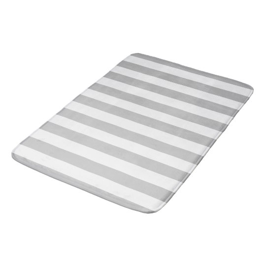 Grey And White Striped Bath Mat Zazzle.co.uk