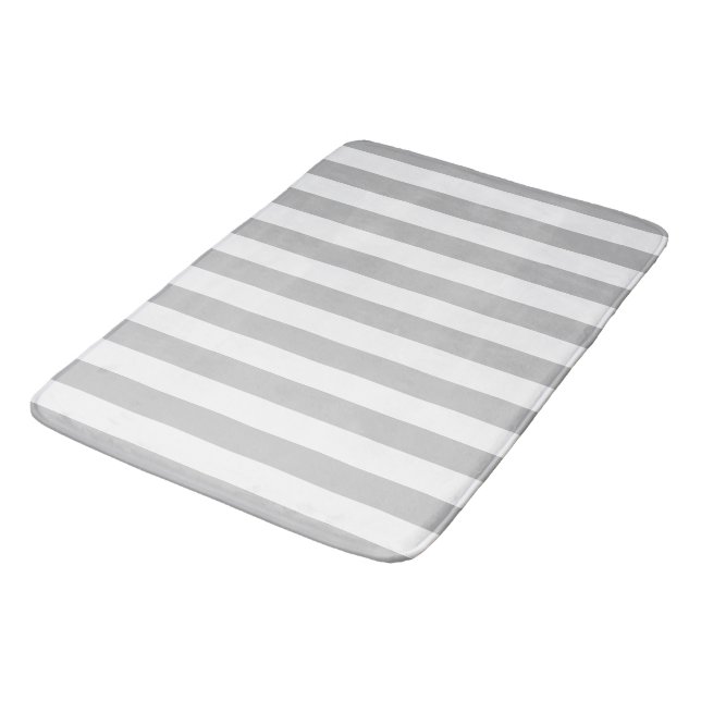Grey And  White Striped Bath Mat (Angled)