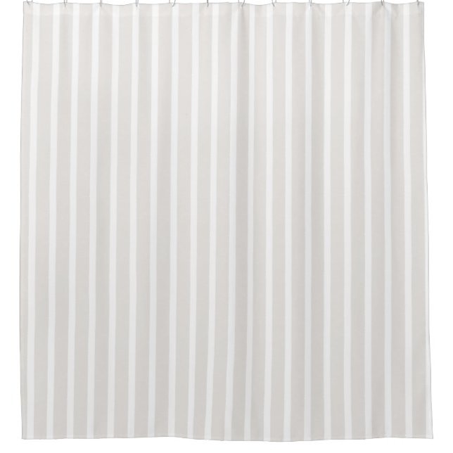 Grey and white Striped Elegant Neutral Stripes Shower Curtain (Front)
