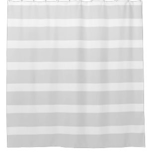 Grey and White Striped Shower Curtain