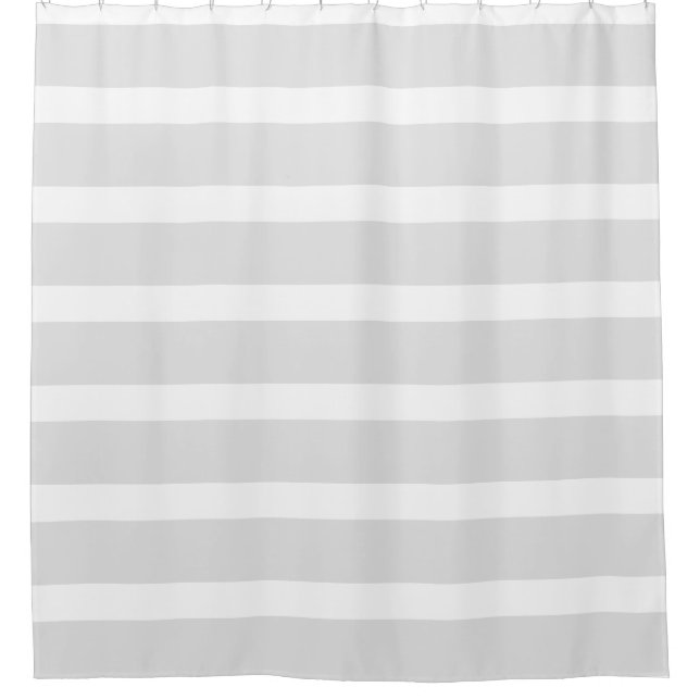 Grey and White Striped Shower Curtain (Front)