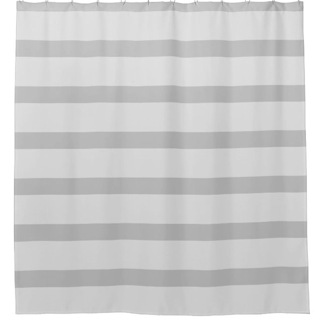 Grey and White Striped Shower Curtain (Front)