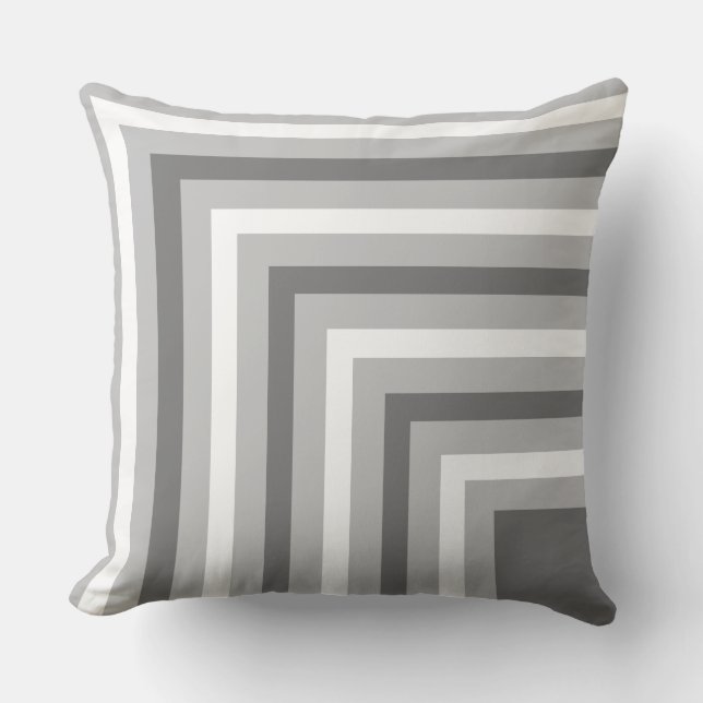 Grey and White Striped Throw Pillow (Front)