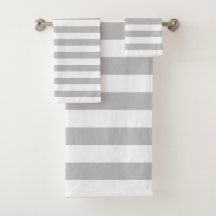 Grey And White Striped Towel Set