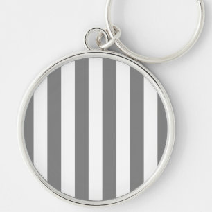 Grey and White Stripes Key Ring