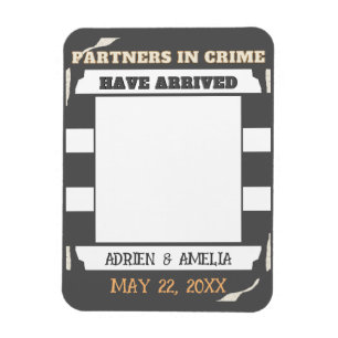 Grey and White Stripes Twin Baby Announcement Magnet