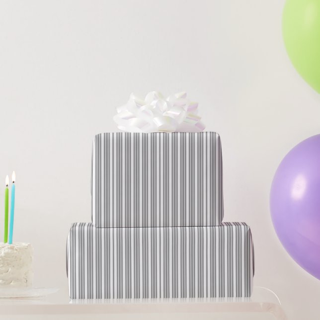 Grey and white Stripes Wrapping Paper (Party Gifts)