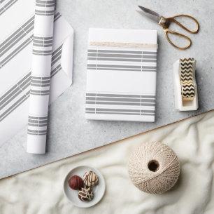 Grey and white Stripes Wrapping Paper