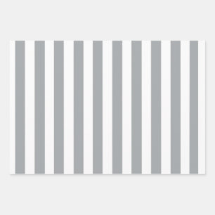 Grey and White Stripes Wrapping Paper Sheet
