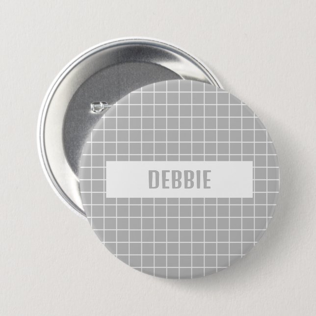 Grey and white tile blocks custom 7.5 cm round badge (Front & Back)