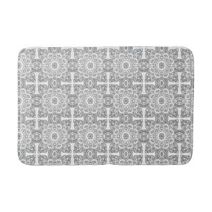 Grey and white Tribal Bath Mat