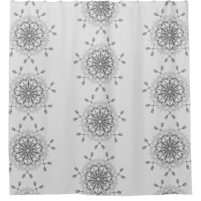 Grey and White tribal design  Shower Curtain (Front)