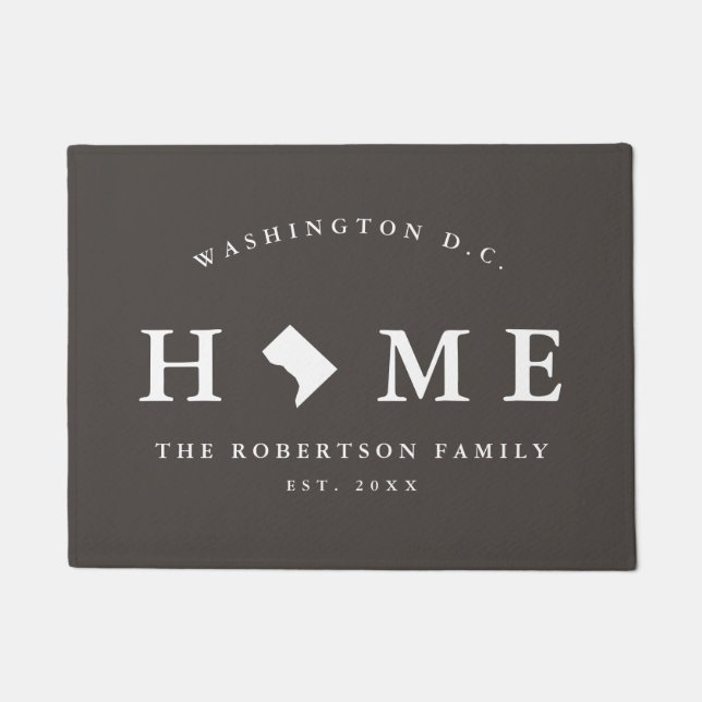 Grey and White Washington D.C. Map Mat, Doormat (Front)