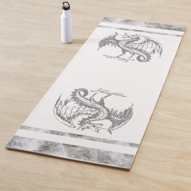 Grey and white wild dragon yoga mat (In Situ)