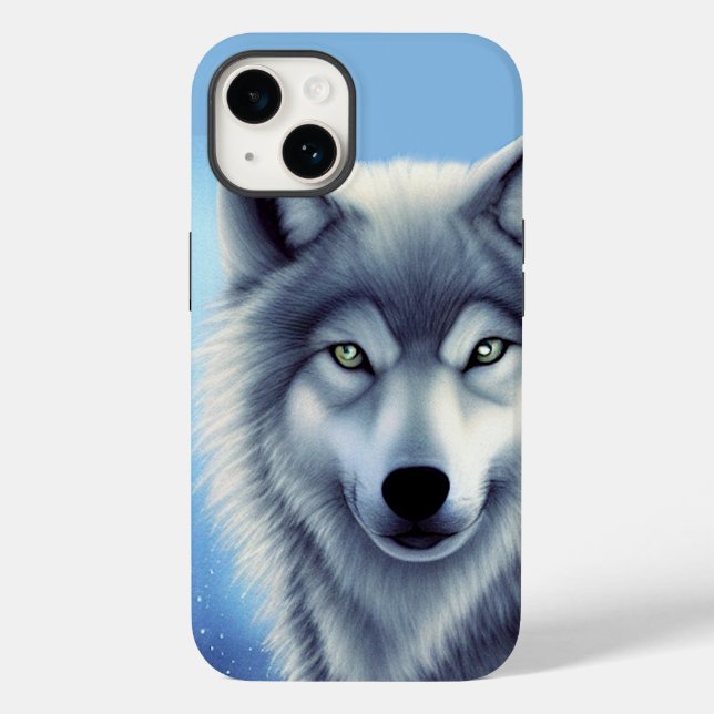 Grey and White Wolf Portrait  Case-Mate iPhone Case (Back)
