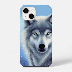 Grey and White Wolf Portrait  iPhone 14 Case