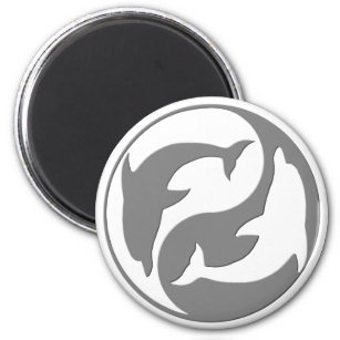 Grey And White yin Yang Dolphins Magnet