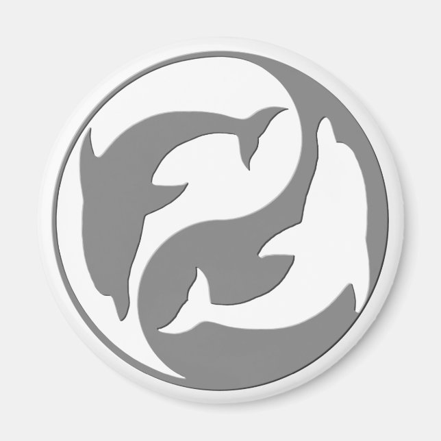 Grey And White yin Yang Dolphins Magnet (Front)