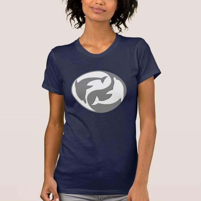 Grey And White yin Yang Dolphins Shirt (Front)