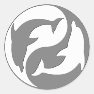 Grey And White yin Yang Dolphins Stickers