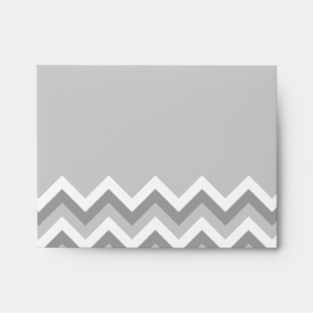 Grey and White Zig Zag Pattern. Part Plain Grey. Envelopes (Front)