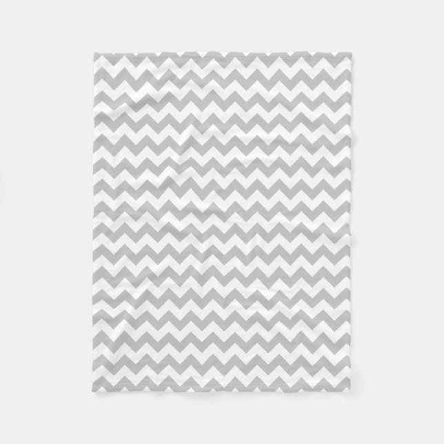 Grey and White Zigzag Chevron Pattern Fleece Blanket (Front)