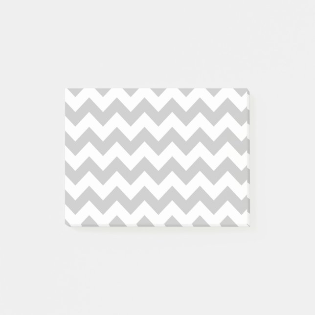 Grey and White Zigzag Chevron Pattern Post-it Notes (Front)