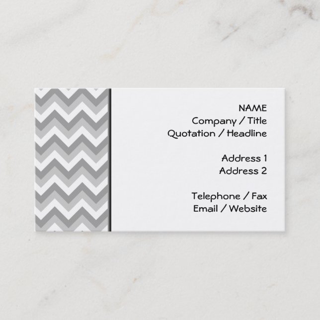 Grey and White Zigzag Pattern. Business Card (Front)