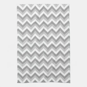 Grey and White Zigzag Pattern. Tea Towel