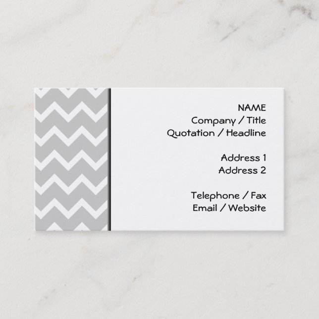 Grey and White Zigzag Stripes. Business Card (Front)