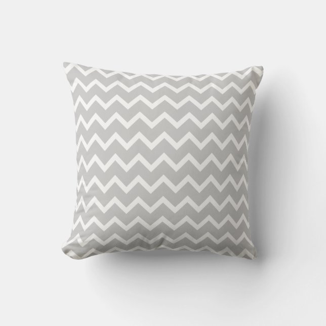 Grey and White Zigzag Stripes. Cushion (Front)