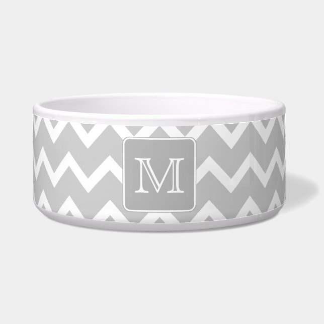 Grey and White Zigzags with Custom Monogram. (Front)