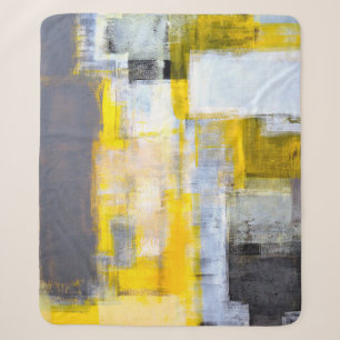 Grey and Yellow Abstract Art Paintingabstract,art, Sherpa Blanket