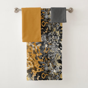 Grey and yellow abstract  bath towel set