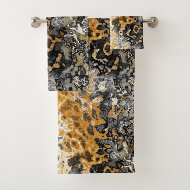 Grey and yellow abstract  bath towel set (Insitu)