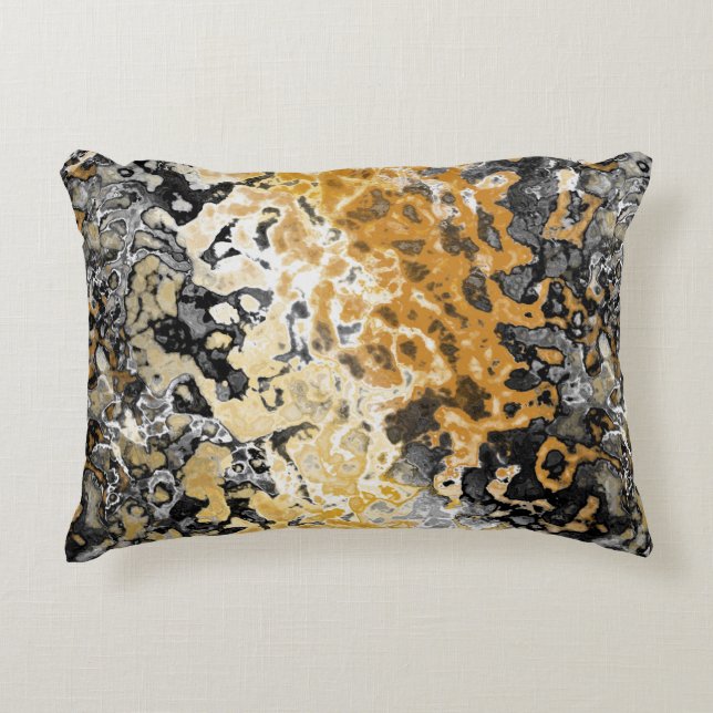 Grey and yellow abstract decorative cushion (Front)