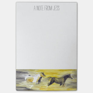 Grey and Yellow Abstract Horse Artwork Post-it Notes
