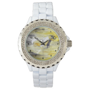 Grey and Yellow Abstract Horse Artwork Watch