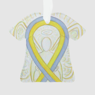 Grey and Yellow Awareness Ribbon Angel Ornament