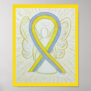 Grey and Yellow Awareness Ribbon Angel Poster