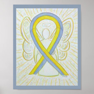 Grey and Yellow Awareness Ribbon Angel Poster
