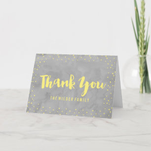 Grey and Yellow Baby Shower Thank You Card