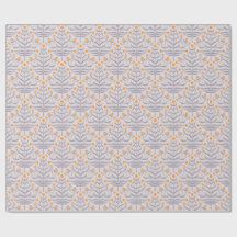 Grey and yellow branching floral gift wrap